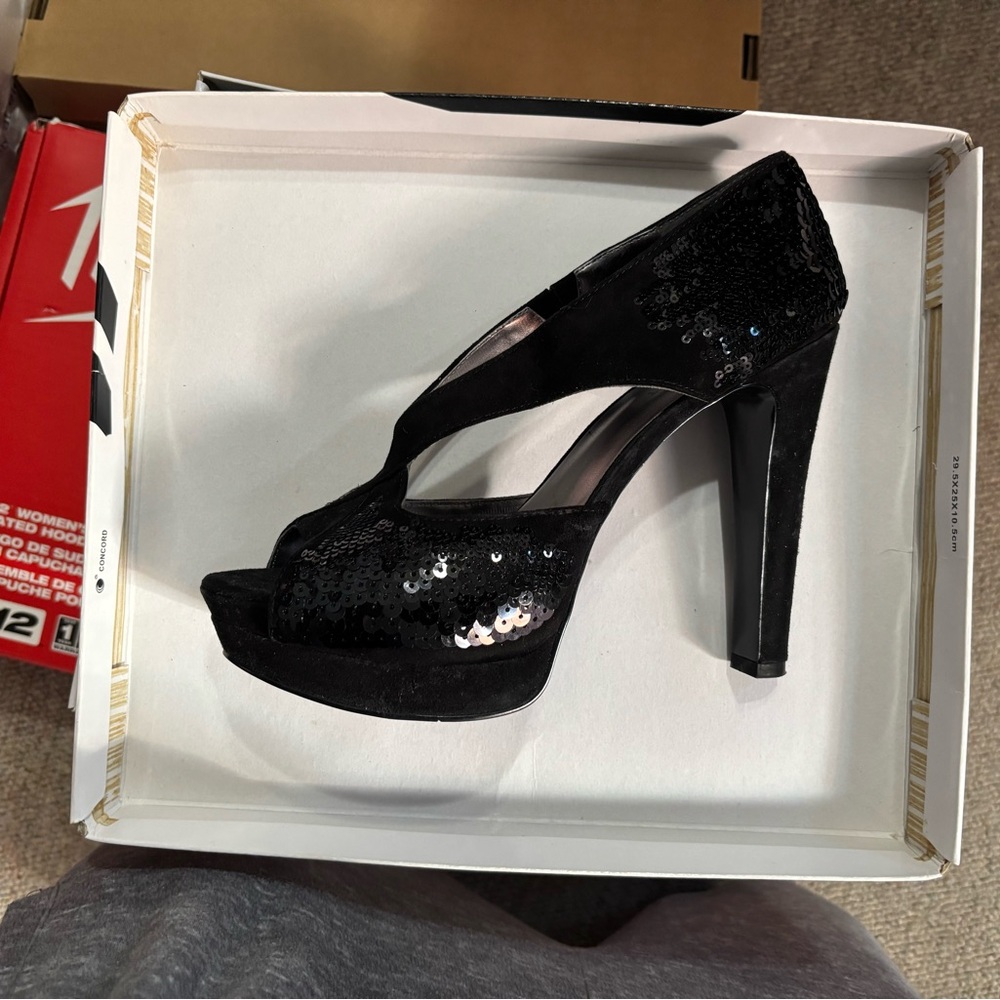 Nine West Black Sequin Heels